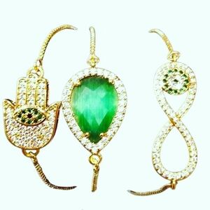 Eye Candy LA CZ Hasma + Infinity 18K Gold Plated Bracelet Trio